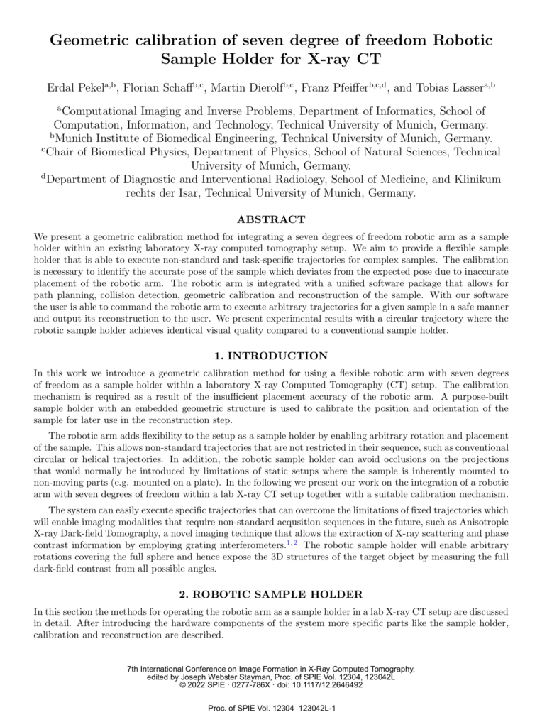 Second Conference Publication, International Conference on Image Formation in X-ray Computed Tomography (CT Meeting), Baltimore, USA, June, 2022