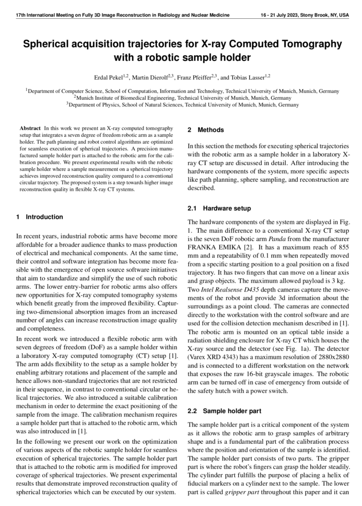 Third Conference Publication, Fully 3D Image Reconstruction in Radiology and Nuclear Medicine (Fully 3D), Stony Brook, USA, July, 2023