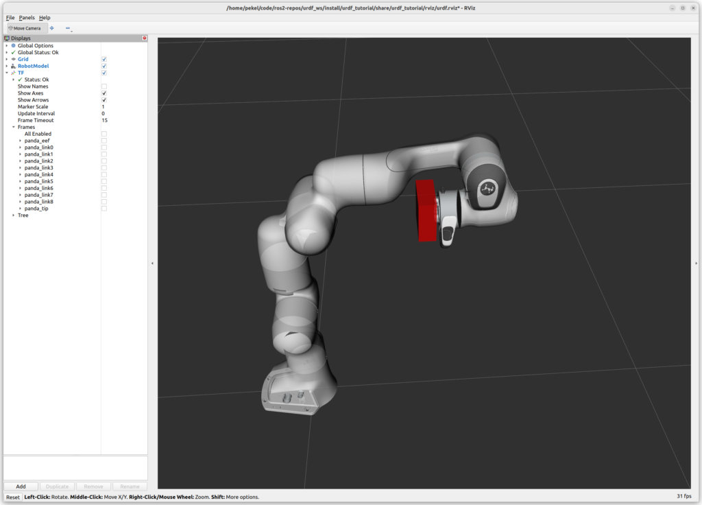 Panda Robot Model in RViz